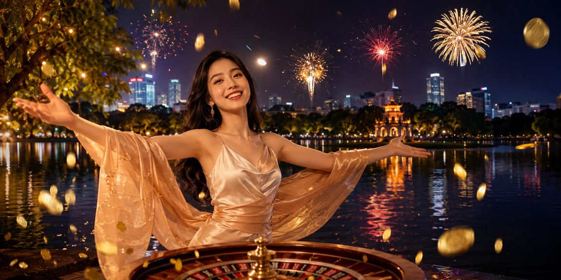Không khí lễ hội tại Hà Nội kết hợp với bàn roulette trực tuyến trên màn hình lớn