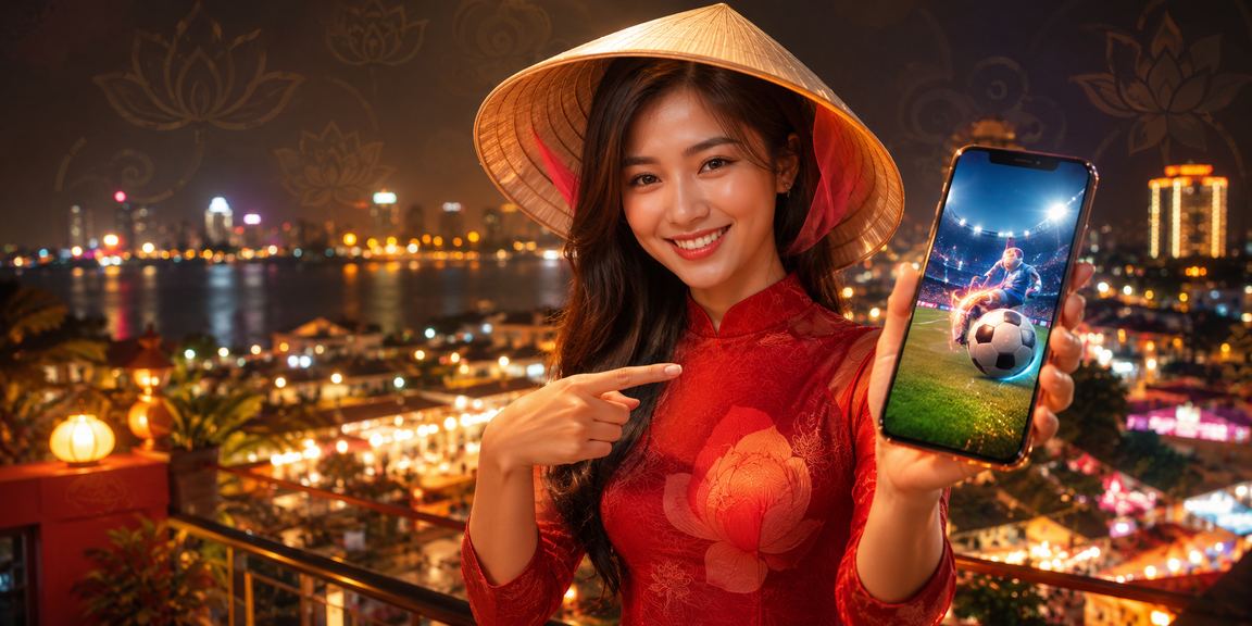 Người chơi Hà Nội tham gia cá cược thể thao trực tuyến với nón lá truyền thống